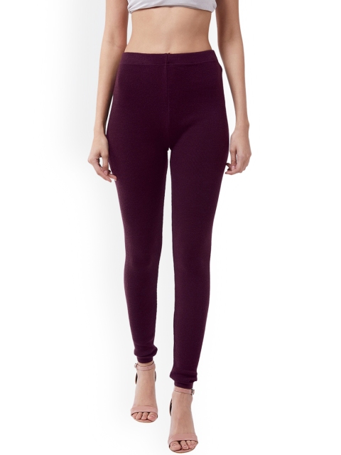 

RVK Women Maroon Woollen Solid Slim fit Churidar leggings