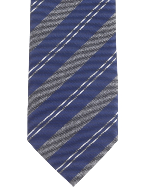 

Alvaro Castagnino Navy & Grey Melange Striped Tie, Navy blue