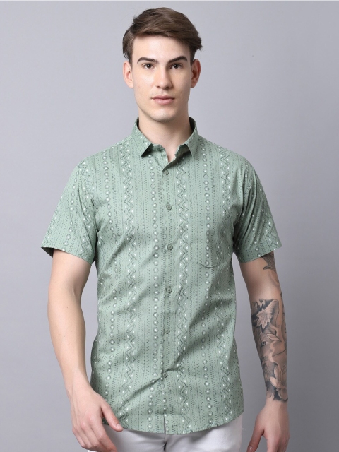 

Majestic Man Men Green Slim Fit Floral Printed Casual Shirt