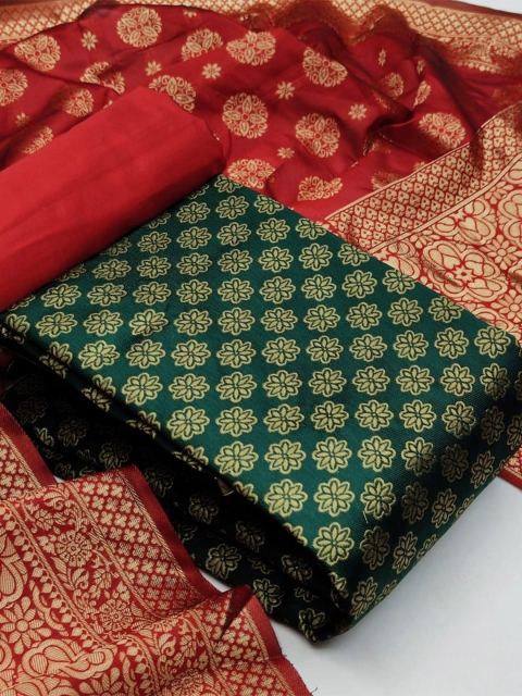 

MORLY Dupion Silk Unstitched Dress Material, Green