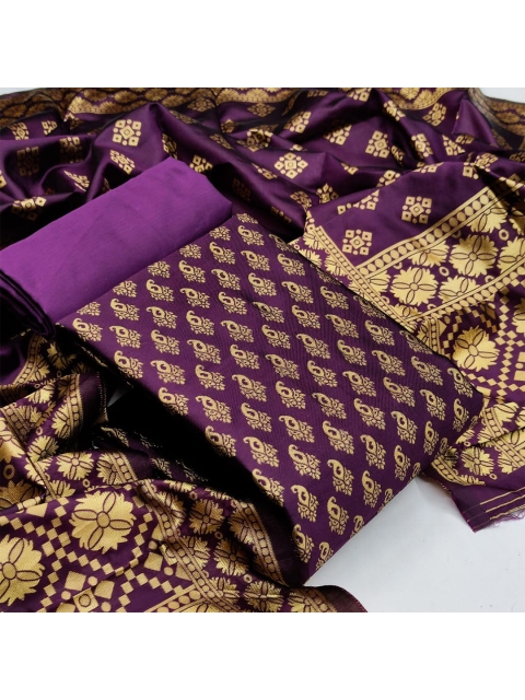 

MORLY Dupion Silk Unstitched Dress Material, Purple