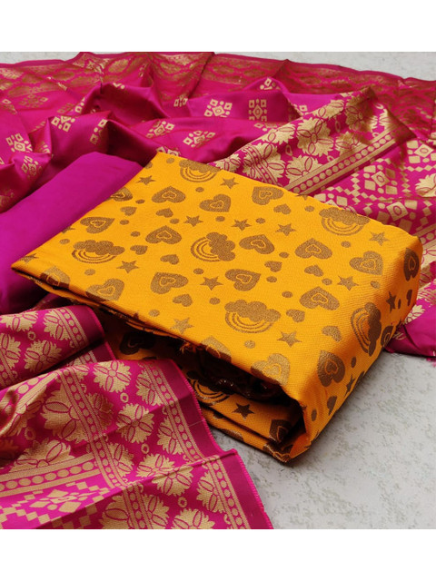 

MORLY Dupion Silk Unstitched Dress Material, Yellow