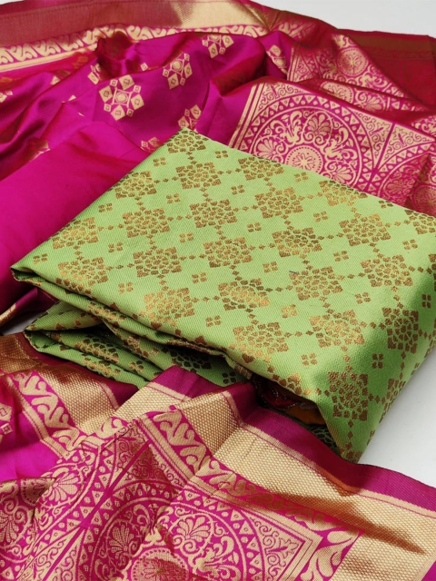 

MORLY Dupion Silk Unstitched Dress Material, Sea green