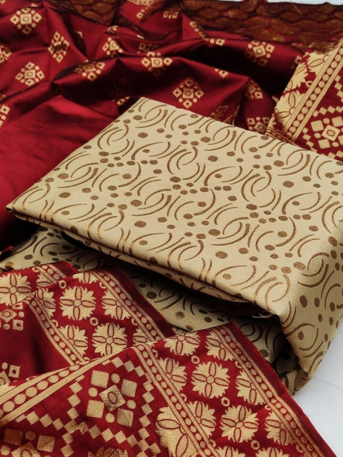 

MORLY Dupion Silk Unstitched Dress Material, Beige