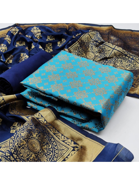 

MORLY Dupion Silk Unstitched Dress Material, Turquoise blue