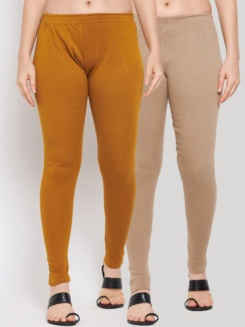 

Clora Creation Women Pack of 2 Brown & Nude Solid Ankle Length Leggings