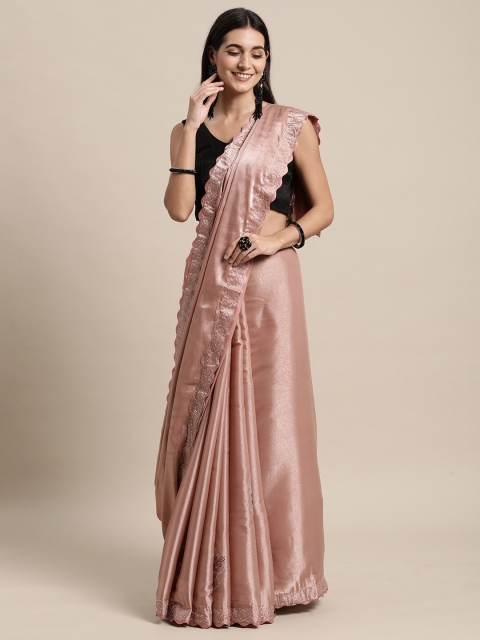 

KAITHY CREATION Peach Embellished Border Pure Silk Banarasi Saree