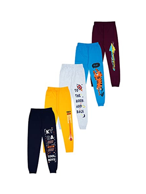 

KYDA KIDS Boys Pack Of 5 Printed Joggers, Black