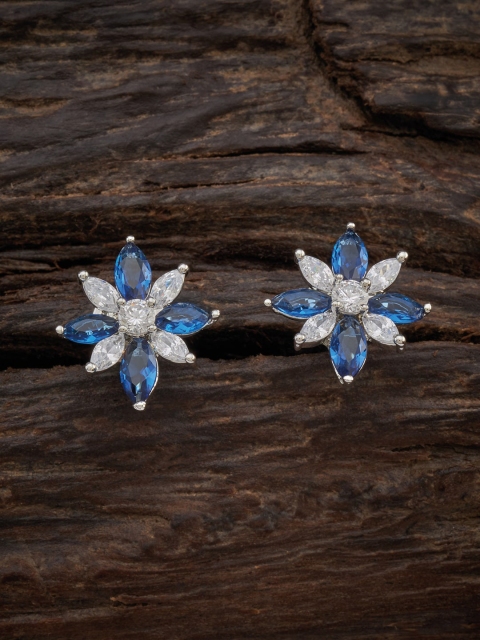 

Kushal's Fashion Jewellery Blue Floral Studs Earrings