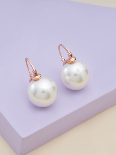 

Kushal's Fashion Jewellery Women White & Rose Gold Spherical Studs Earrings