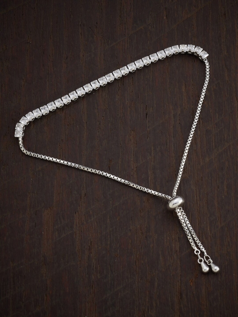 

Kushal's Fashion Jewellery Women Cubic Zirconia Rhodium-Plated Wraparound Bracelet, Silver