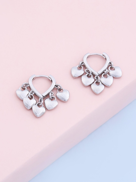 

Kushal's Fashion Jewellery Women Silver-Toned Heart Shaped Studs Earrings