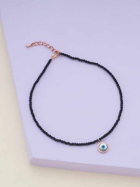 

Kushal's Fashion Jewellery Rose Gold-Plated White CZ-Studded Anklet