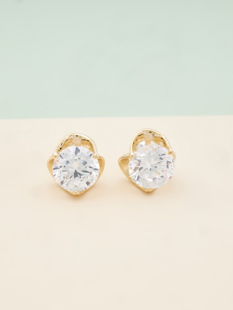 

Kushal's Fashion Jewellery Women White & Gold-Toned Circular Studs Earrings