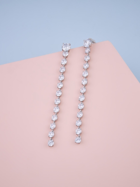 

Kushal's Fashion Jewellery Rhodium Plated Contemporary Drop Earrings, White