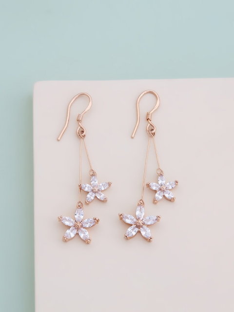 

Kushal's Fashion Jewellery White Floral Drop Earrings