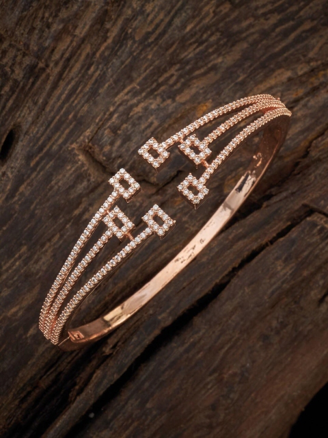 

Kushal's Fashion Jewellery Rose Gold-Plated & Toned White CZ Studded Kada Bangle