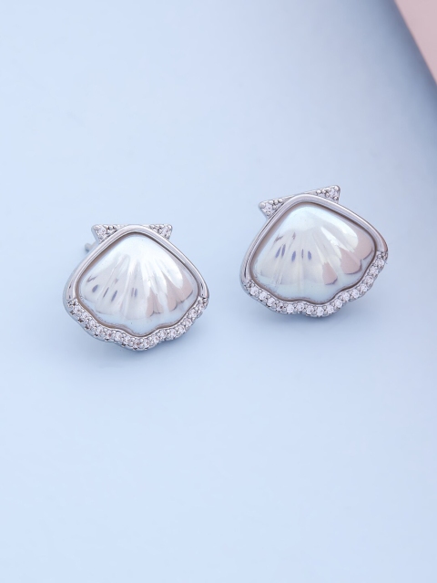 

Kushal's Fashion Jewellery Women Rhodium Plated White Contemporary Stud Earrings