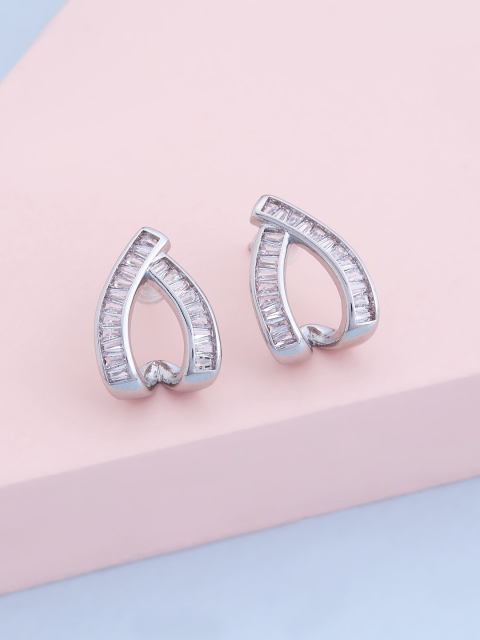 

Kushal's Fashion Jewellery Women Rhodium Plated White Contemporary Stud Earrings