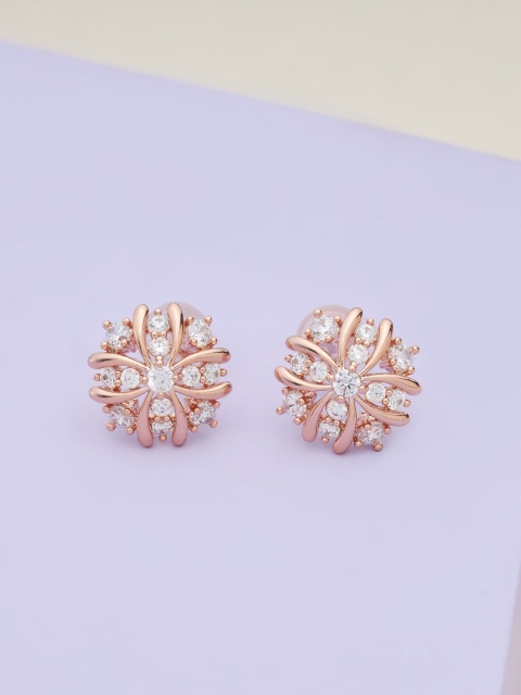 

Kushal's Fashion Jewellery Rose Gold Floral Studs Earrings