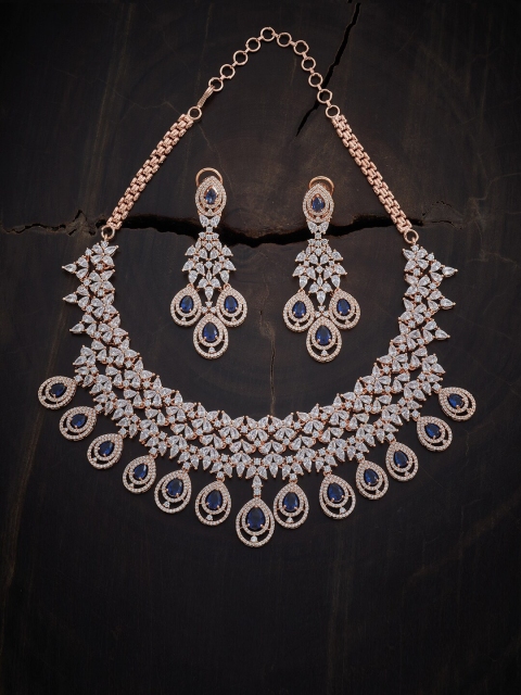 

Kushal's Fashion Jewellery Rose-Gold Plated Pink CZ-Stone Studded Jewellery Set