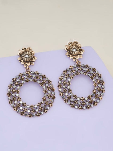 

Kushal's Fashion Jewellery Gold-Toned Circular Drop Earrings