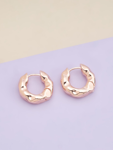 

Kushal's Fashion Jewellery Rose Gold Circular Hoop Earrings