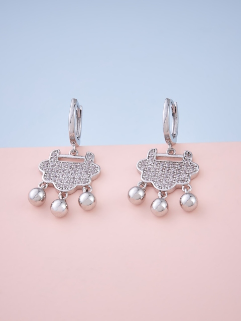 

Kushal's Fashion Jewellery Silver-Toned Contemporary Hoop Earrings