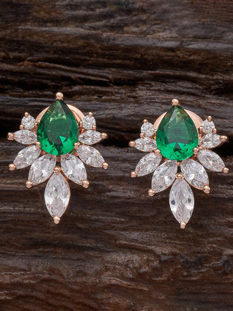 

Kushal's Fashion Jewellery Green Floral Drop Earrings