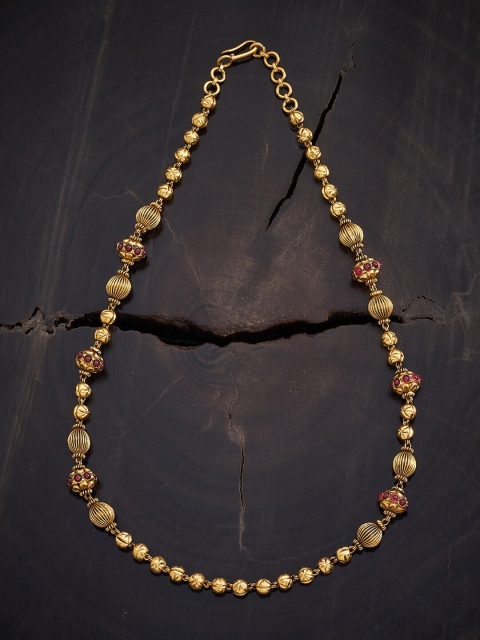 

Kushal's Fashion Jewellery Gold-Toned & Red Silver Rhodium-Plated Temple Chain