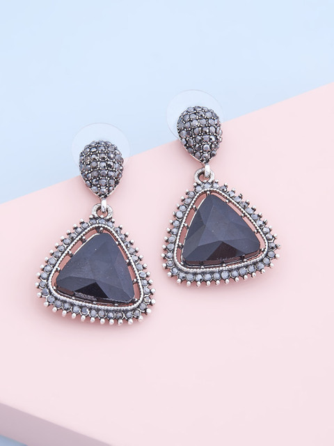 

Kushal's Fashion Jewellery Black Triangular Drop Earrings