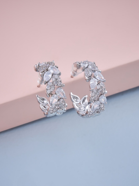 

Kushal's Fashion Jewellery White Contemporary Half Hoop Earrings