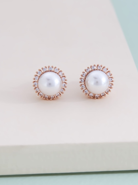 

Kushal's Fashion Jewellery White Circular Studs Earrings
