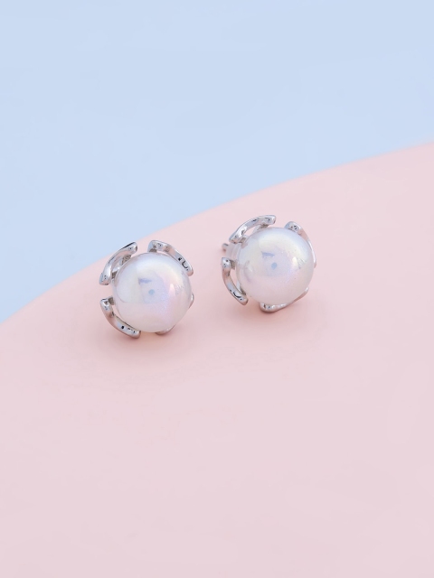 

Kushal's Fashion Jewellery White Circular Studs Earrings