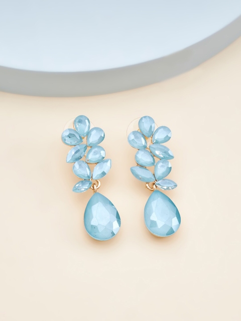 

Kushal's Fashion Jewellery Blue Teardrop Shaped Drop Earrings