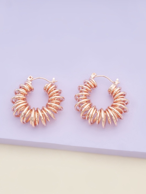 

Kushal's Fashion Jewellery Rose Gold Circular Half Hoop Earrings