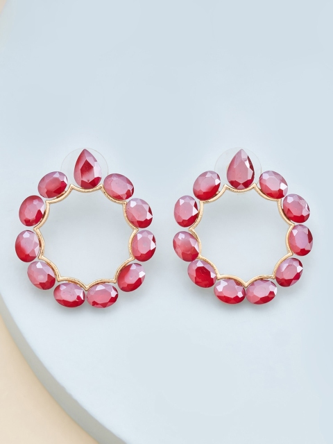 

Kushal's Fashion Jewellery Red Circular Studs Earrings