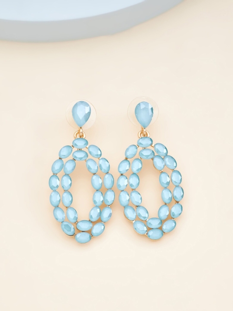 

Kushal's Fashion Jewellery Blue Oval Drop Earrings