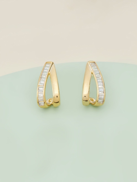 

Kushal's Fashion Jewellery Gold-Plated & White Contemporary Studs Earrings