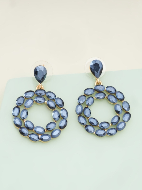

Kushal's Fashion Jewellery Black Circular Drop Earrings