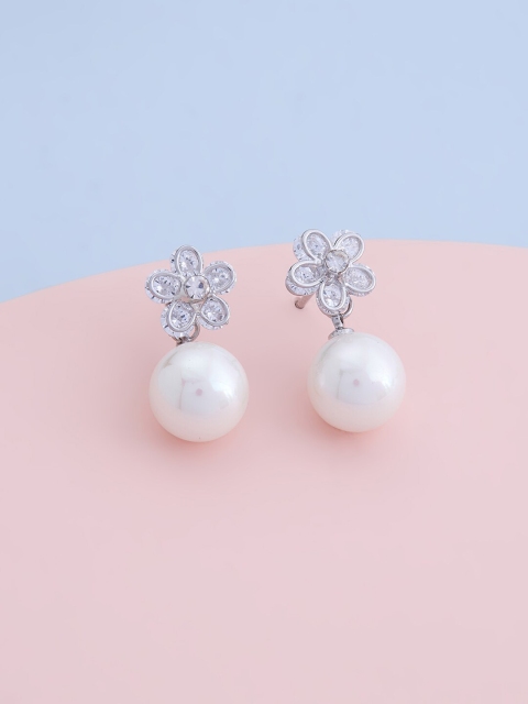 

Kushal's Fashion Jewellery Spherical Studs Earrings, White