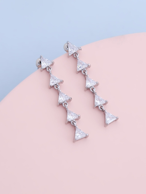 

Kushal's Fashion Jewellery White Triangular Drop Earrings