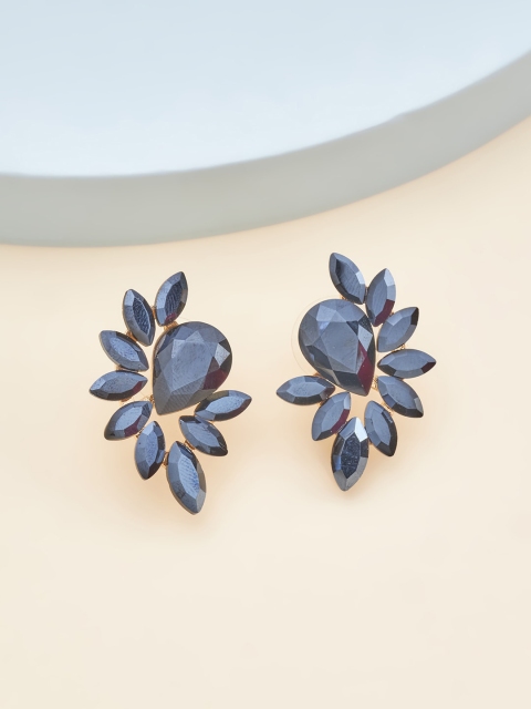

Kushal's Fashion Jewellery Black Floral Studs Earrings
