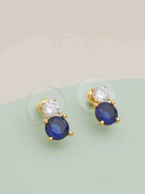 

Kushal's Fashion Jewellery Blue Circular Studs Earrings
