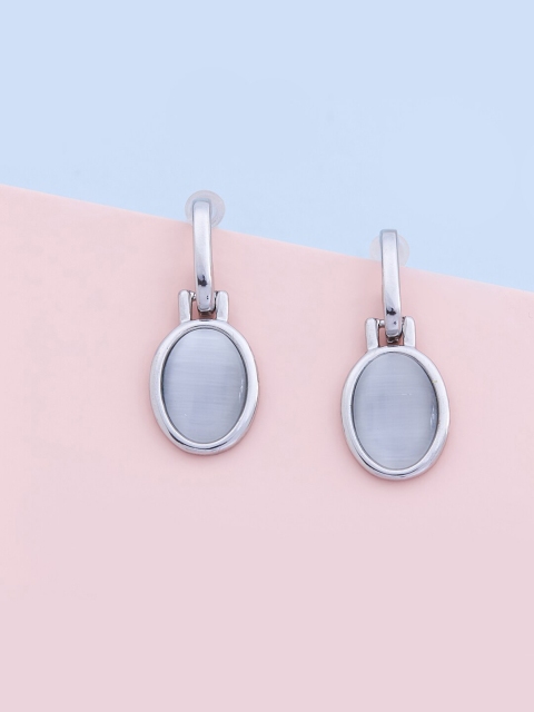 

Kushal's Fashion Jewellery Women Grey Oval Drop Earrings