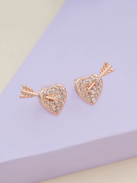 

Kushal's Fashion Jewellery Women White Heart Shaped Studs Earrings
