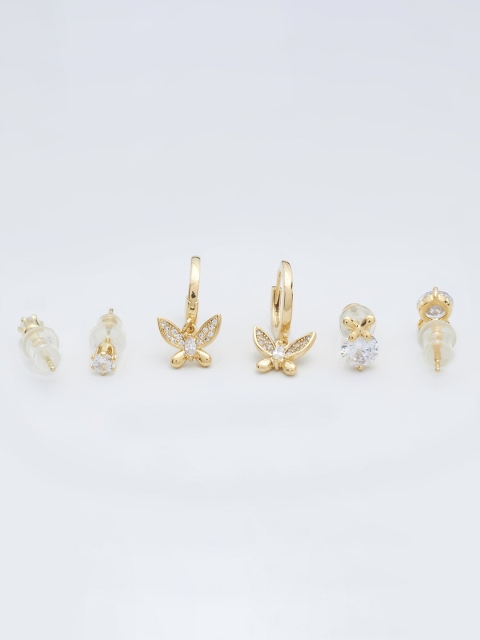 

Kushal's Fashion Jewellery Pack Of 3 Women White Circular Studs Earrings