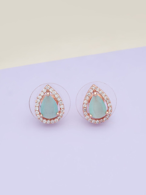

Kushal's Fashion Jewellery Women Sea Green Teardrop Shaped Studs Earrings