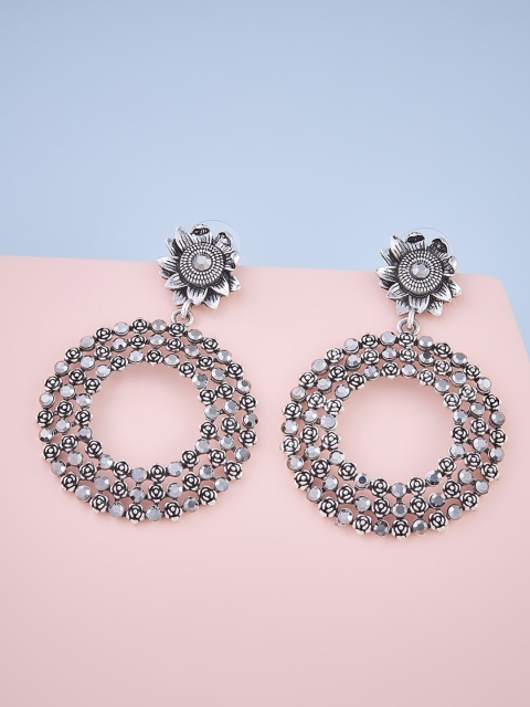 

Kushal's Fashion Jewellery Women Oxidise Plating Grey Circular Drop Earrings