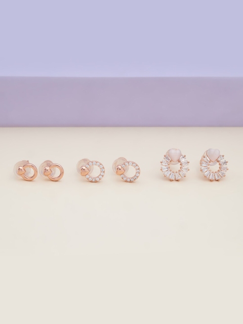 

Kushal's Fashion Jewellery Pack Of 3 Women Peach-Coloured Circular Studs Earrings